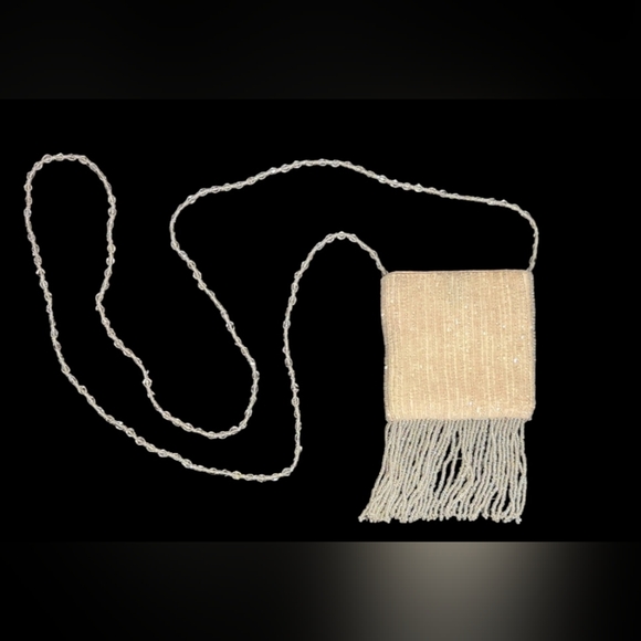 Small Beaded Purse with Beaded Fringe and Strap - Picture 2 of 3